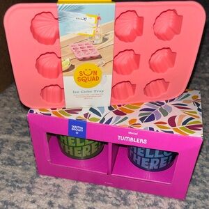 Sun Squad Pink Ice Cube Tray and Tumbler Set